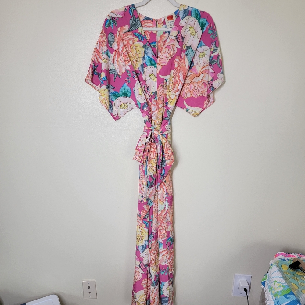 Farm Rio Eulalie Wide Leg Floral Jumpsuit For Anthropologie Size Small - Picture 3 of 7